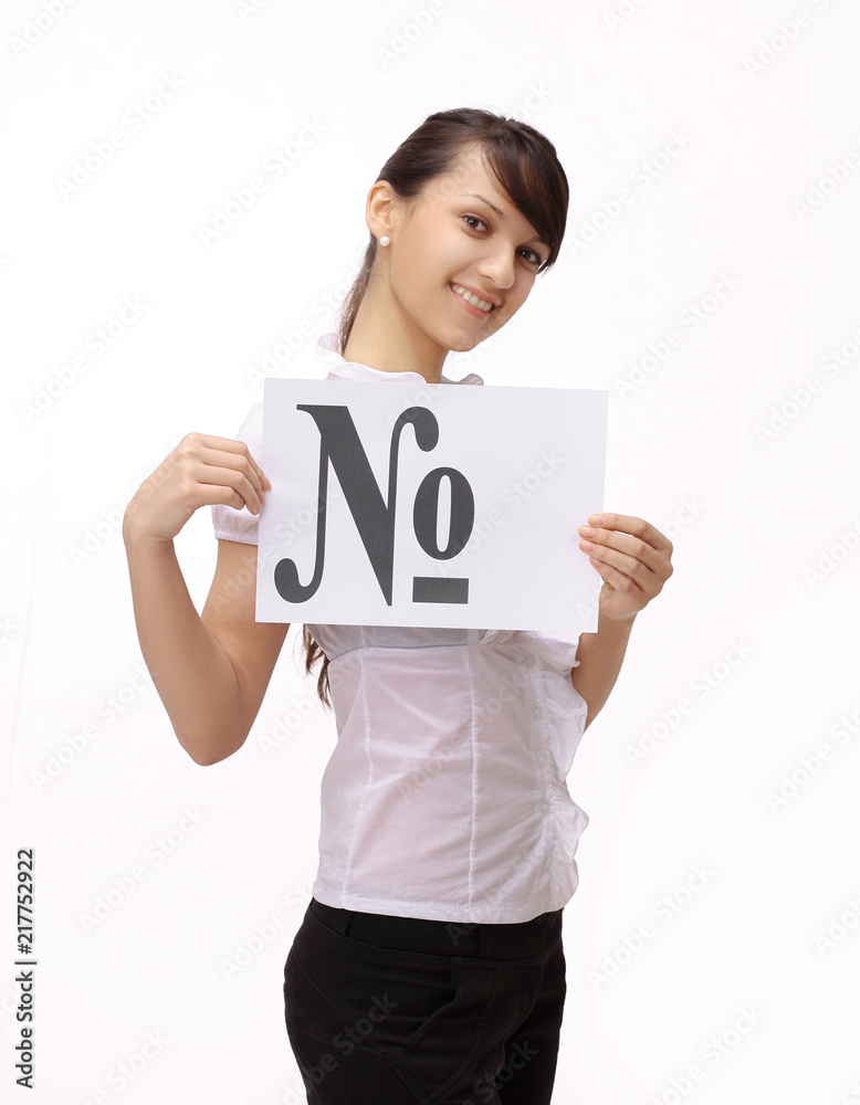 business woman showing poster with the word number . business woman showing poster with the word number .