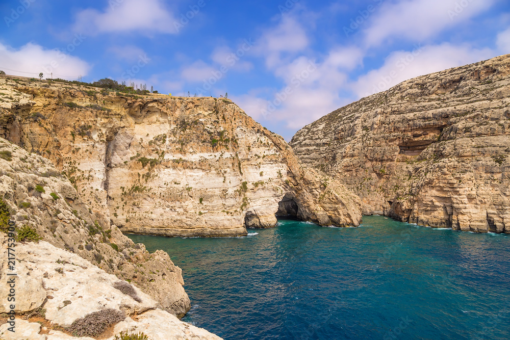 Wied Iz-Zurrieq, Malta. Picturesque coastal rocks