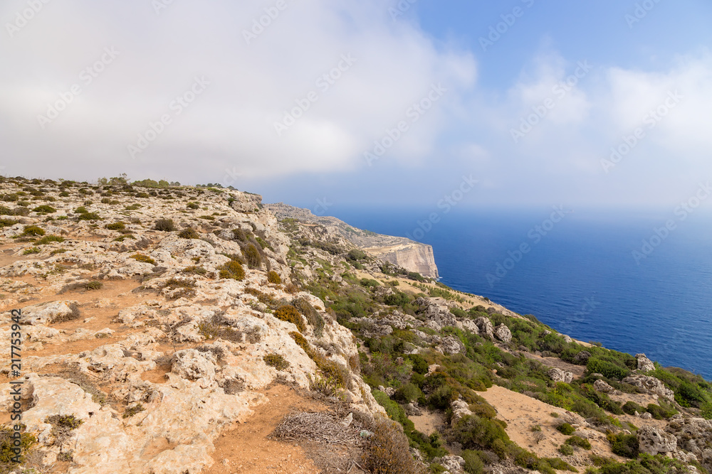 Dingli, Malta. Coastal rocks in the west of the island