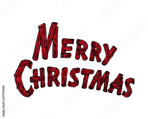 Merry Christmas text, lettering, greeting. Vector illustration.