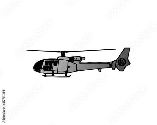 Cool vector civil helicopter airway transport vehicle. All purpose helicopter aircraft in trendy flat design.