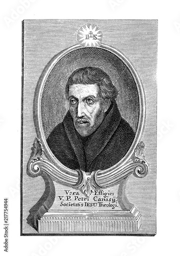 Engraving portrait of  Peter Canisius (1521-1597), Dutch Jesuit and catholic priest during the Protestant Reformation era. photo