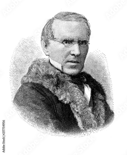 Engraving portrait of Johann Gebhard Flatz (1800-1881), Austrian painter of portraits and religious paintings