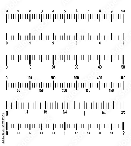 Ruler graduation. Ruler measure with precision divisions, measurement size tool scale, vector illustration