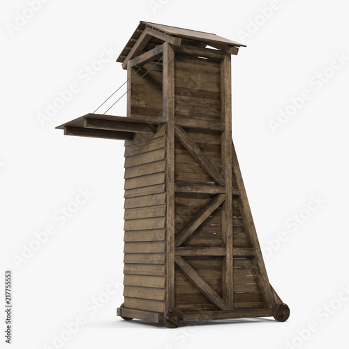 Fotografia Medieval Siege Tower on white. 3D illustration