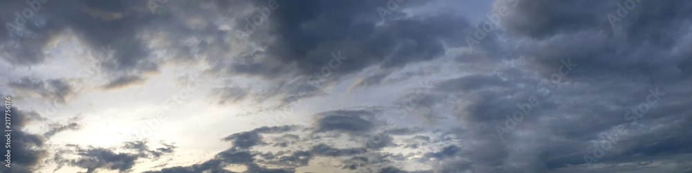 Vibrant panorama sky on twilight time. Beautiful cirrus cloud. Panoramic image