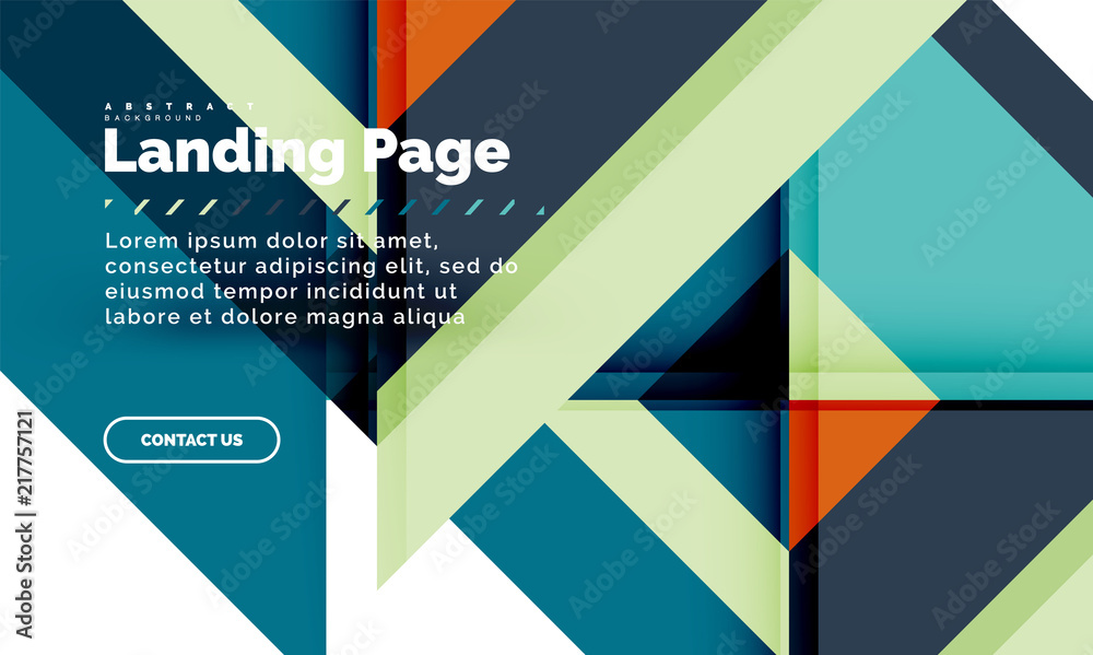 Square shape geometric abstract background, landing page web design template