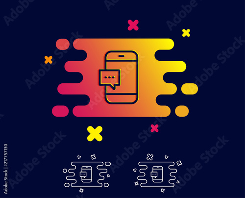 Smartphone Message icon. Cellphone or Phone messenger sign. Ð¡ommunication Mobile device with Chat symbol. Gradient banner with line icon. Abstract shape. Vector