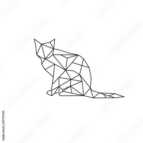 LOW POLY LOGO ICON CAT PET TRIANGLE MODERN POLYGONAL SET