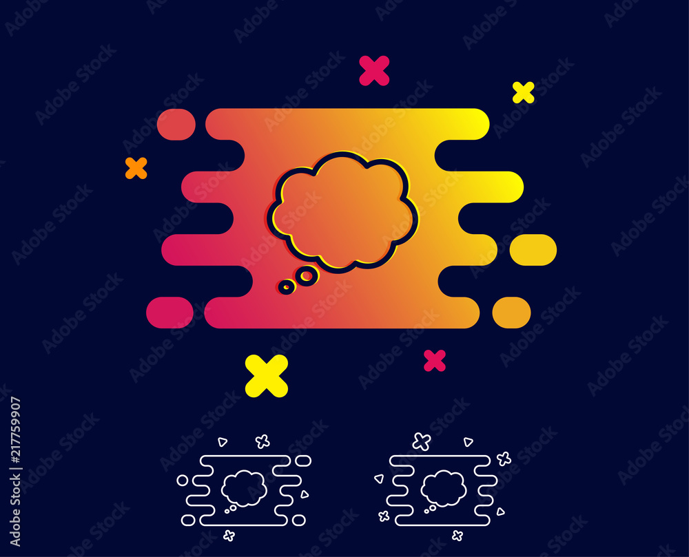 Obraz premium Comic Speech bubble line icon. Chat sign. Communication or Comment symbol. Gradient banner with line icon. Abstract shape. Vector