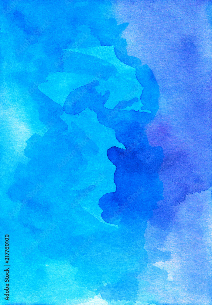 Blue watercolor background. Bright blues aquarelle backdrop. Sky blue  watercolour abstract wallpaper. Hand painted. Color trend Stock  Illustration | Adobe Stock