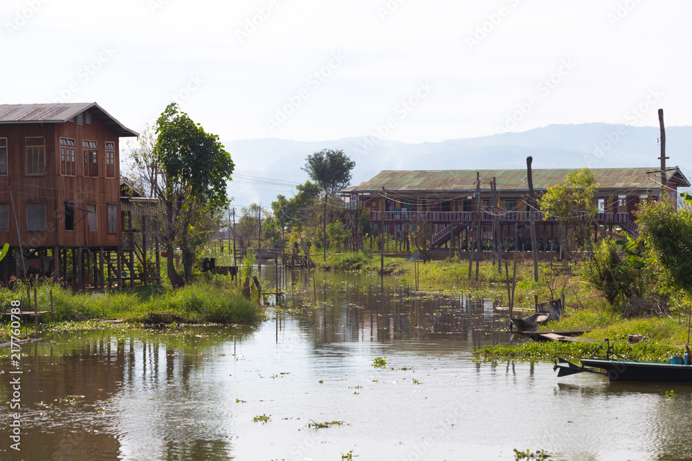 Fototapeta premium Floating villages of Inle Lake, Myanmar