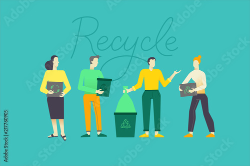Vector illustration in flat linear style -  recycle concept