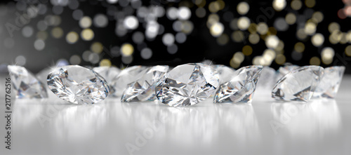 Group of Diamonds and bokeh background 3d rendering