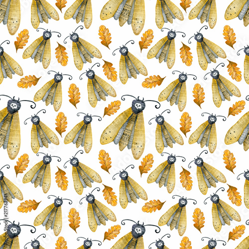 Seamless watercolor pattern on the autumn theme. Watercolor floral background © Анна Султанова