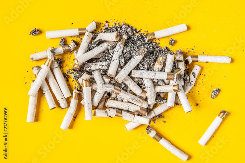 Ashes of cigarettes. Cigare...