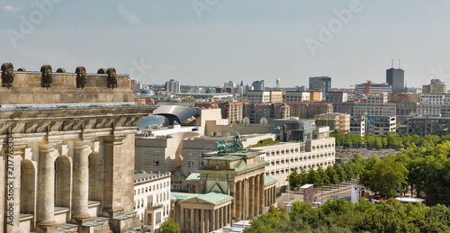 Berlin cityscape with Bandenburg gate and Reichstag building