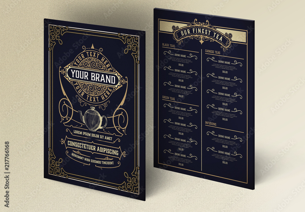 Vintage Menu Layout with Ornaments Stock Template | Adobe Stock