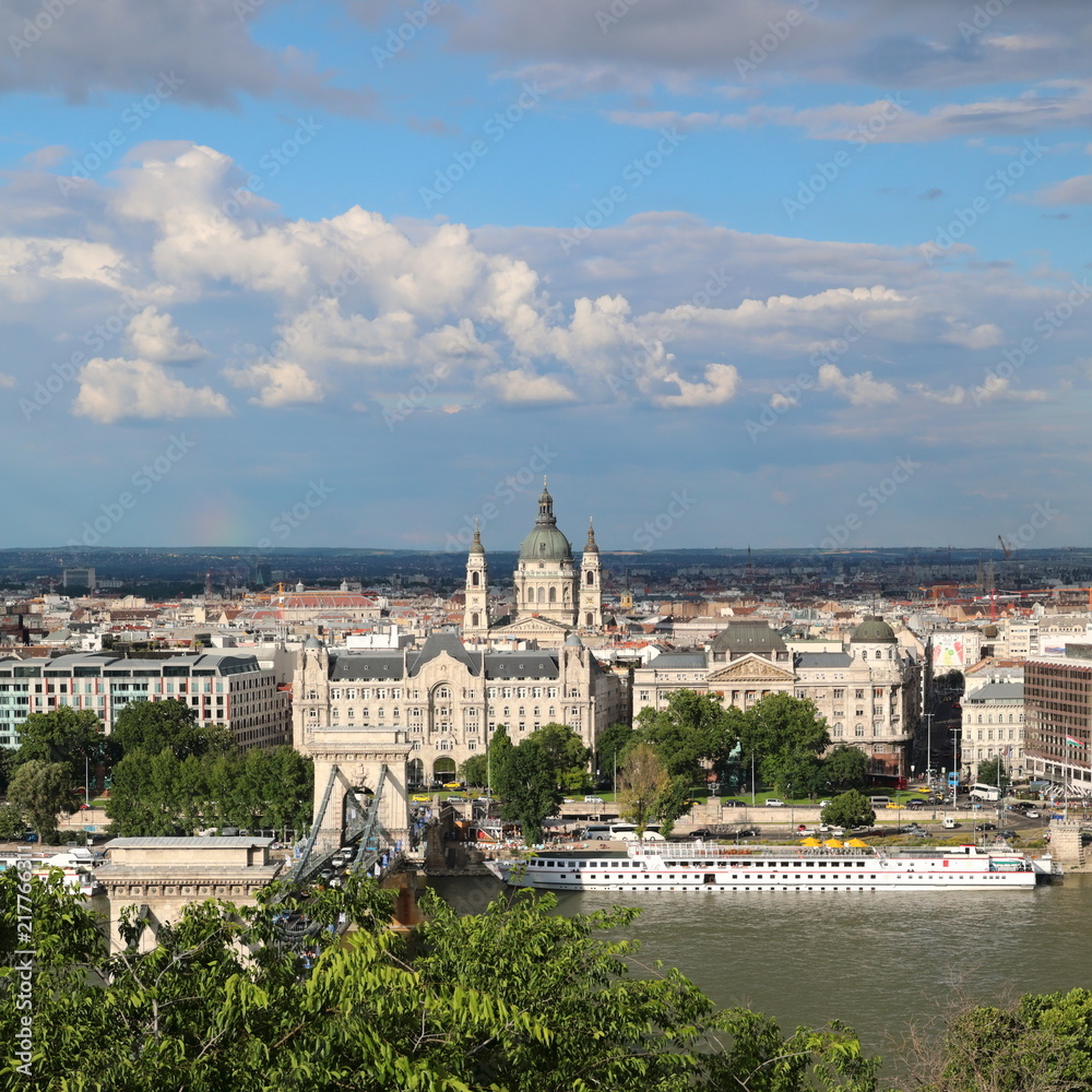 Panoramic view of Budapest, from height of bird's flight, from the Watchtower, before a rain.