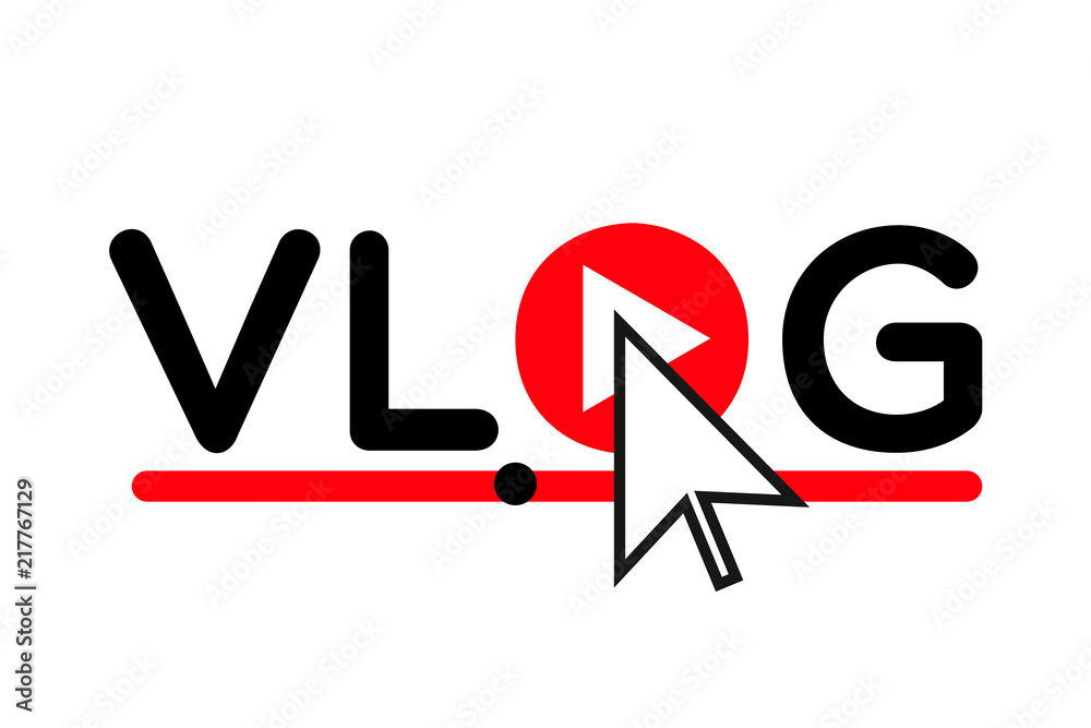 Vlog and blog logo design set. Video blog channel buttons for streaming,  live broadcast vector illustration | Stock vector | Colourbox