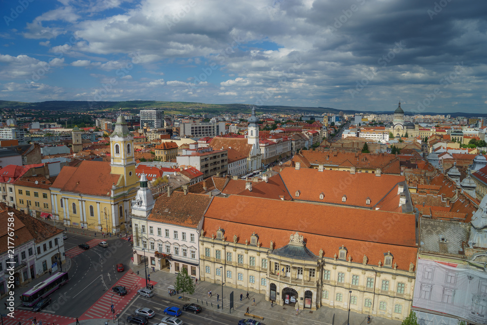 Naklejka premium View of Cluj Napoca city Center from the roof in summer