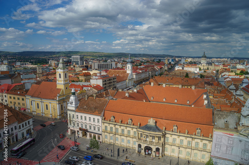 View of Cluj Napoca city Center from the roof in summer
