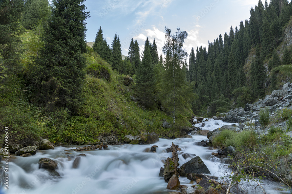 Mountain river in Almaty city Mountain river in Almaty city