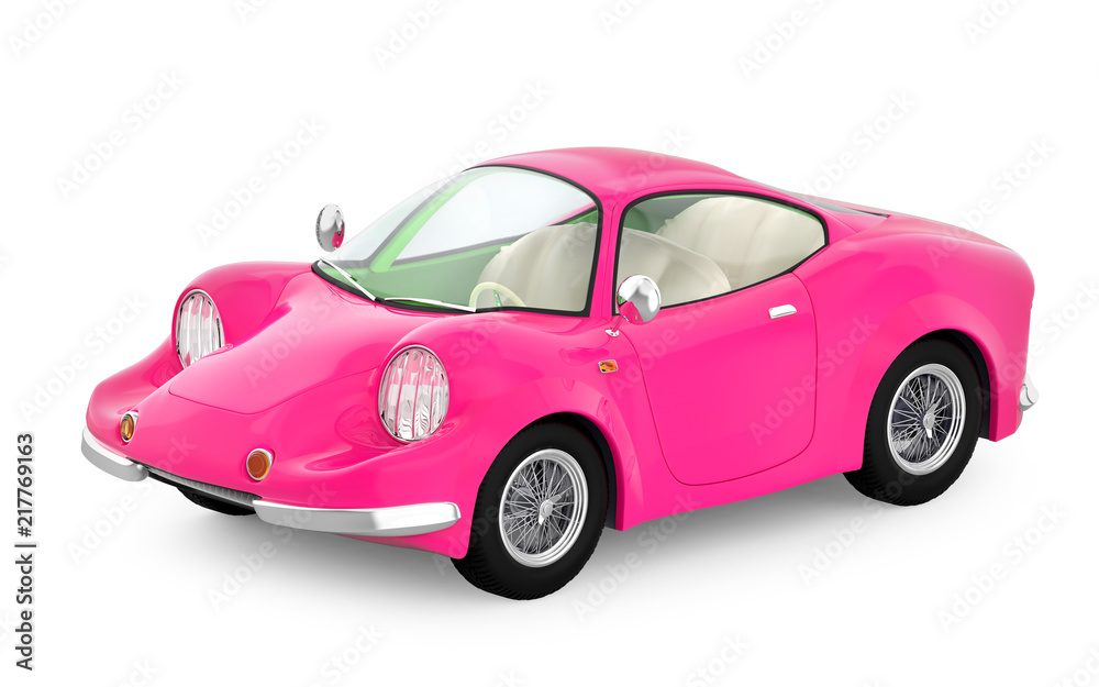 retro sport car cartoon 3d pink