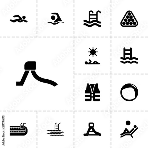Collection of 13 pool filled icons