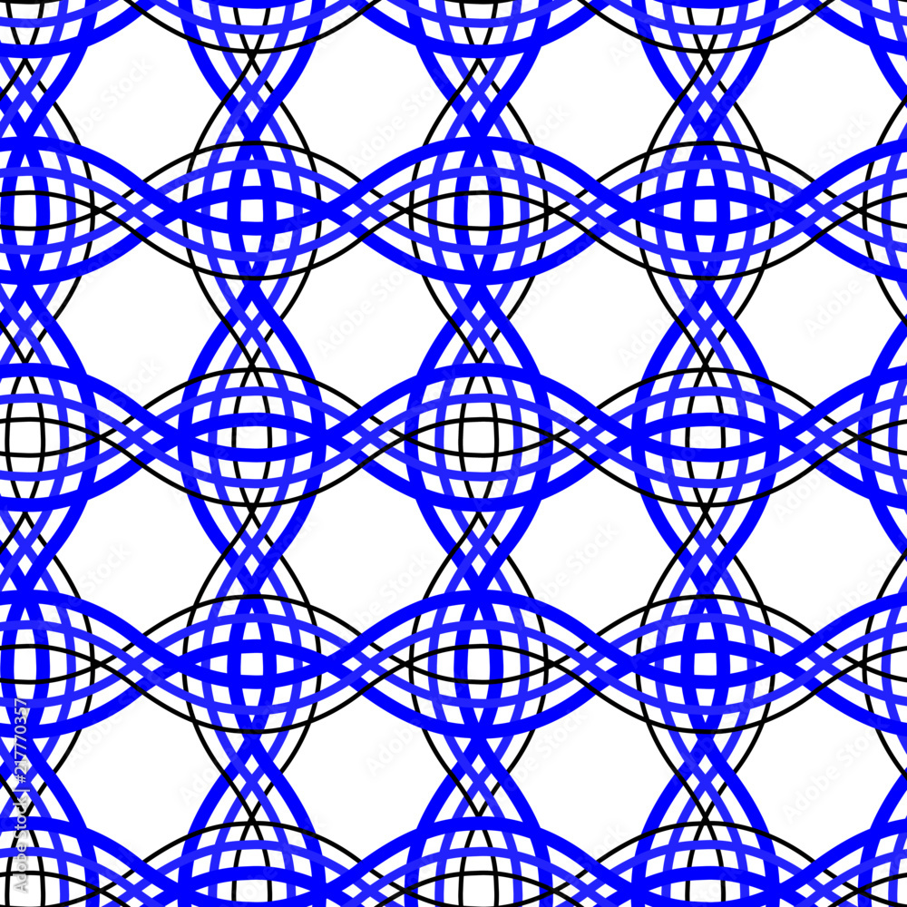 royal blue wavy lines geometric mesh endless pattern