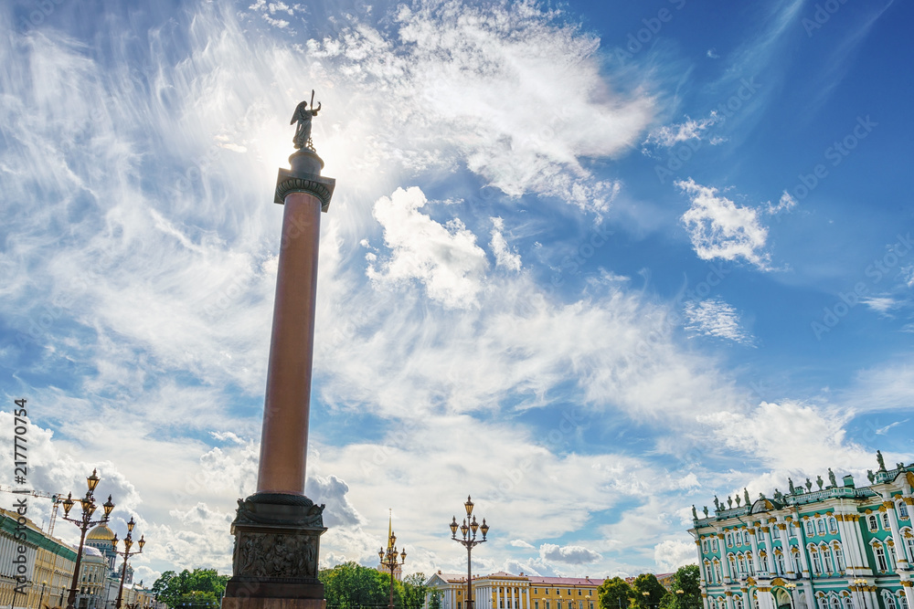 Wide angle hdr view in Palace square, Saint Petersburg, Russia