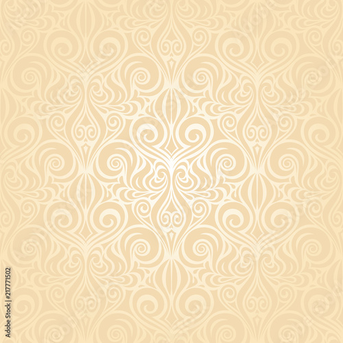 Retro wedding pale peach bridal background repeatable invitation design in vintage style