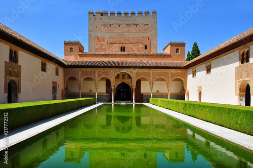 Court of the Myrtles in Nasrid Palace in Alhambra, Granada, Spain