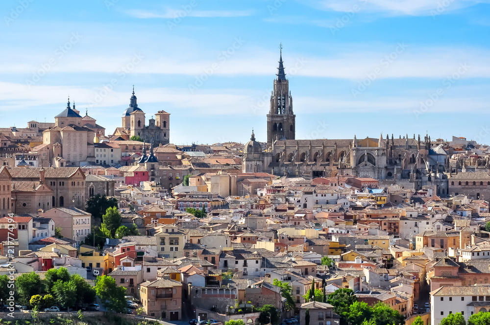 Toledo skyline and Toledo Cathedral, Spain