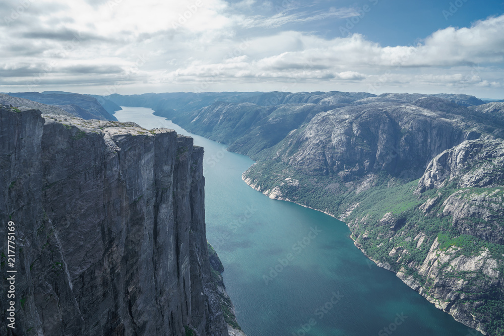 Beautiful fjord in Norway. View from the top