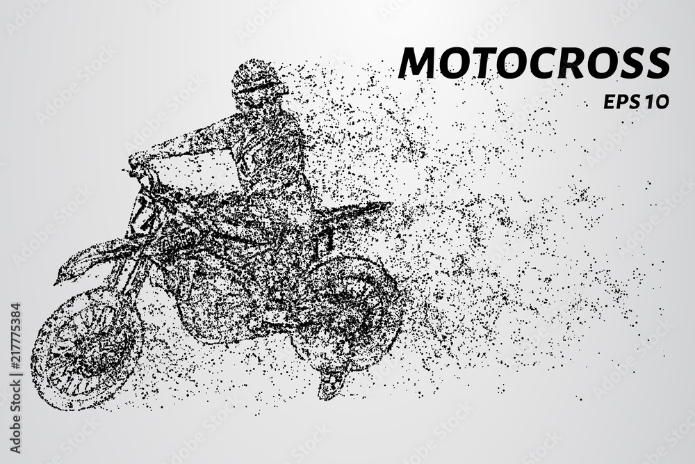 Obraz premium Motocross particles. The rider enters the turn.