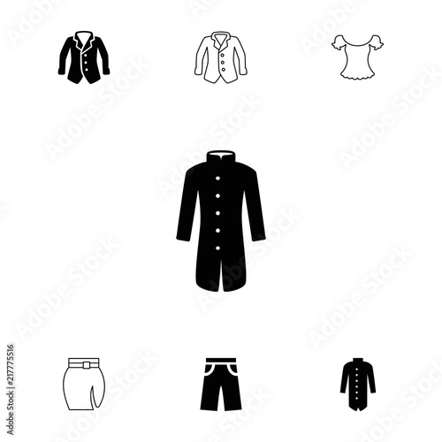 Collection of 7 apparel filled and outline icons