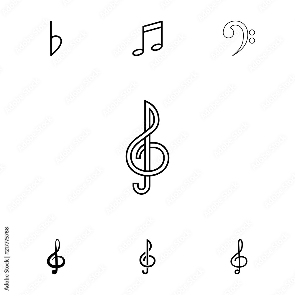 Obraz premium Collection of 7 clef filled and outline icons