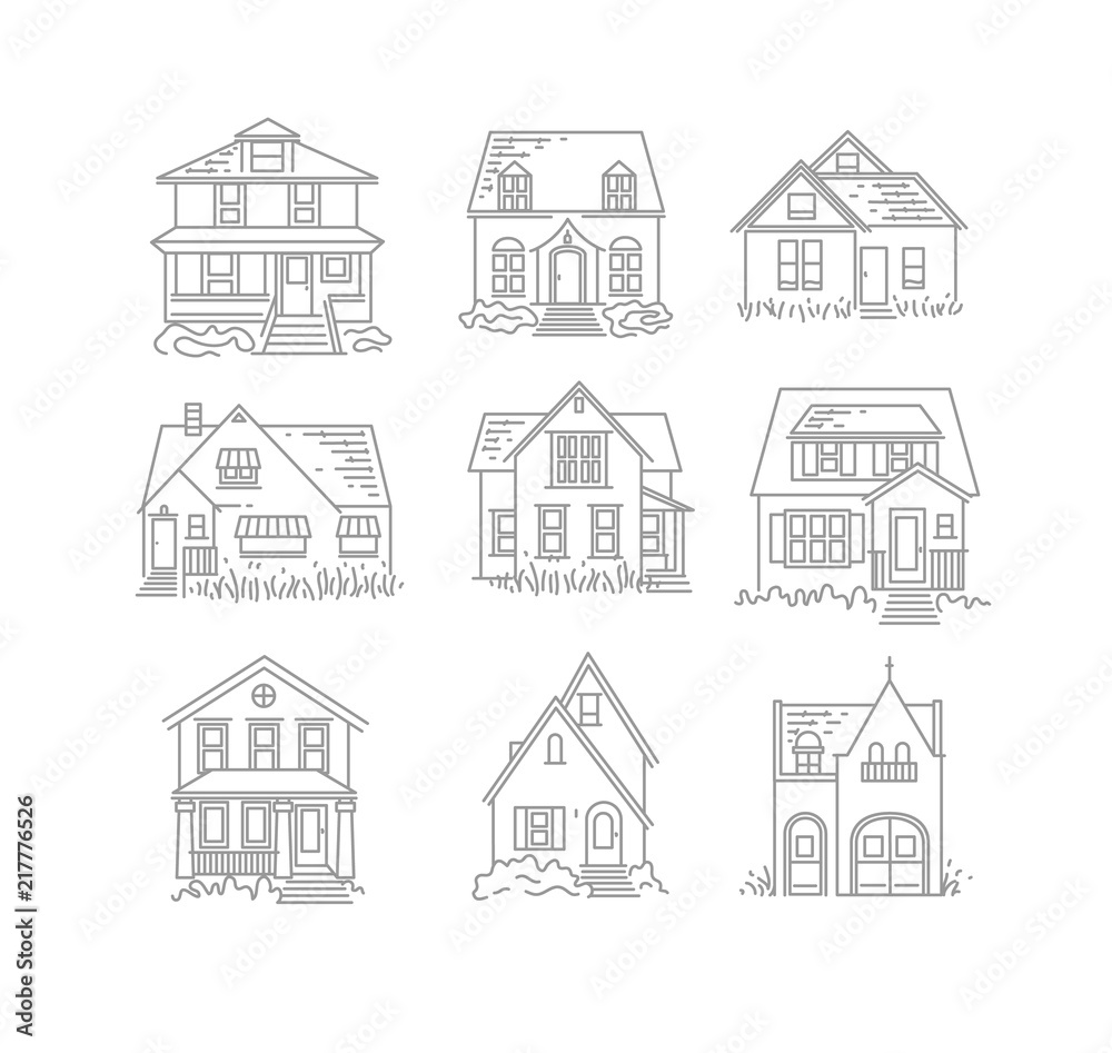 Set house flat icons