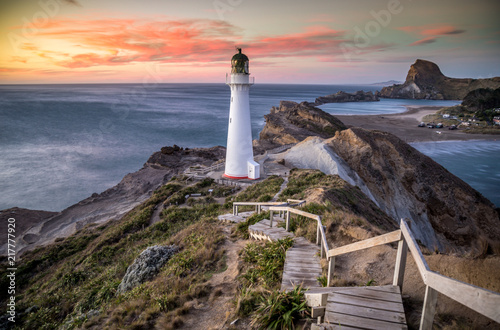 Castlepoint Lighthouse New Zealand at sunrise 2