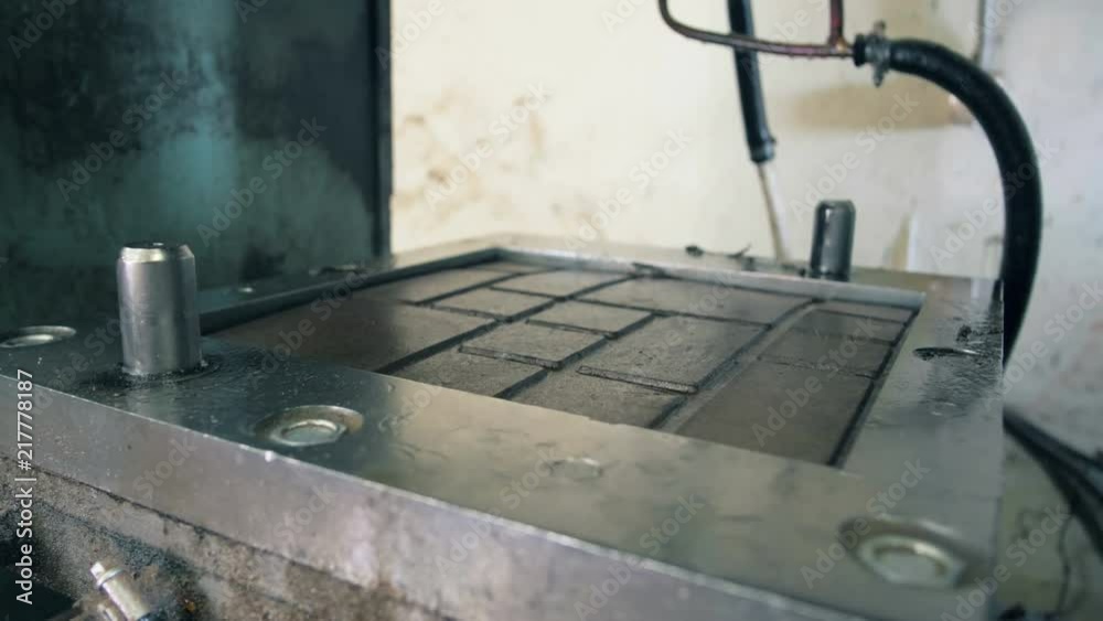 Pressing machine works at a recycling plant. 4K. Pressing machine works at a recycling plant. 4K.