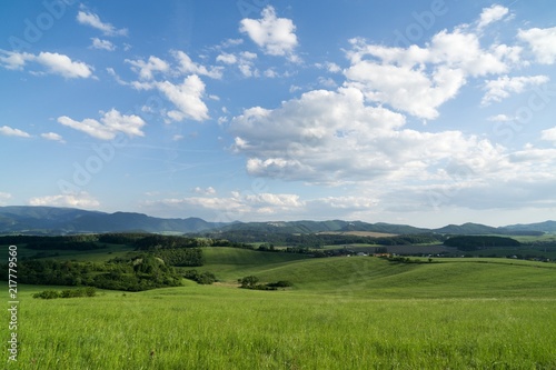 Sunrise and sunset over the hills and town. Slovakia