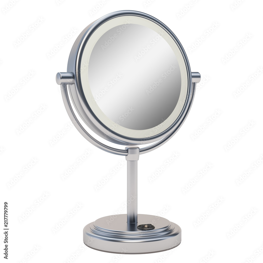 LED Illuminated makeup table top mirror with magnifying, 3D rendering LED Illuminated makeup table top mirror with magnifying, 3D rendering