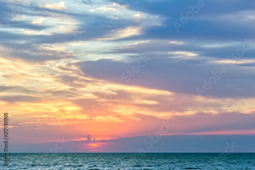 Scenic sunset over the blue sea