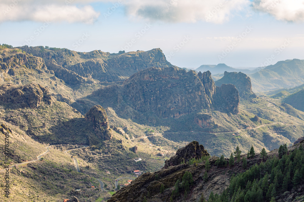 Beautiful mountains range landscape in Gran Canaria island