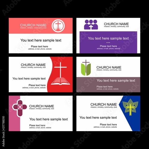 A set of business cards of the church, a ministry or mission, a club or camp, using a creative logo.