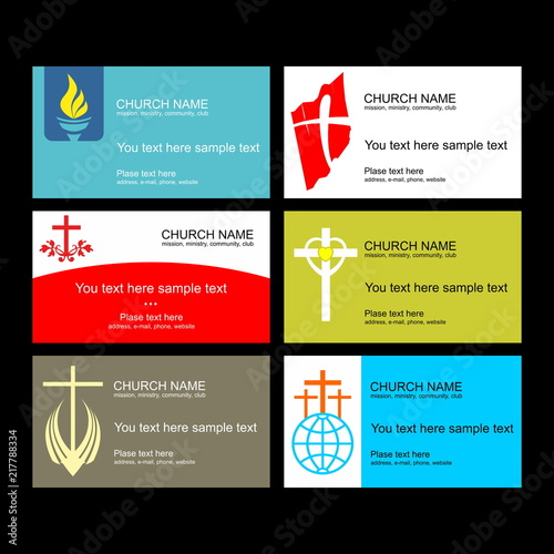 A set of business cards of the church, a ministry or mission, a club or camp, using a creative logo.