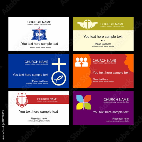 A set of business cards of the church, a ministry or mission, a club or camp, using a creative logo.