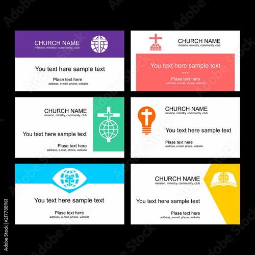A set of business cards of the church, a ministry or mission, a club or camp, using a creative logo.