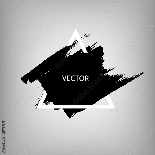 Vintage Splash banner. Grunge Urban Background.  Hand drawn Black brush stroke and texture. Underline and border design.  Brush black paint ink stroke over square frame. 